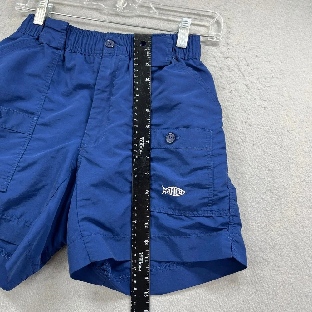 AFTCO Fishing Shorts Boys 28 Blue Nylon Cargo Pocket Outdoor Utility